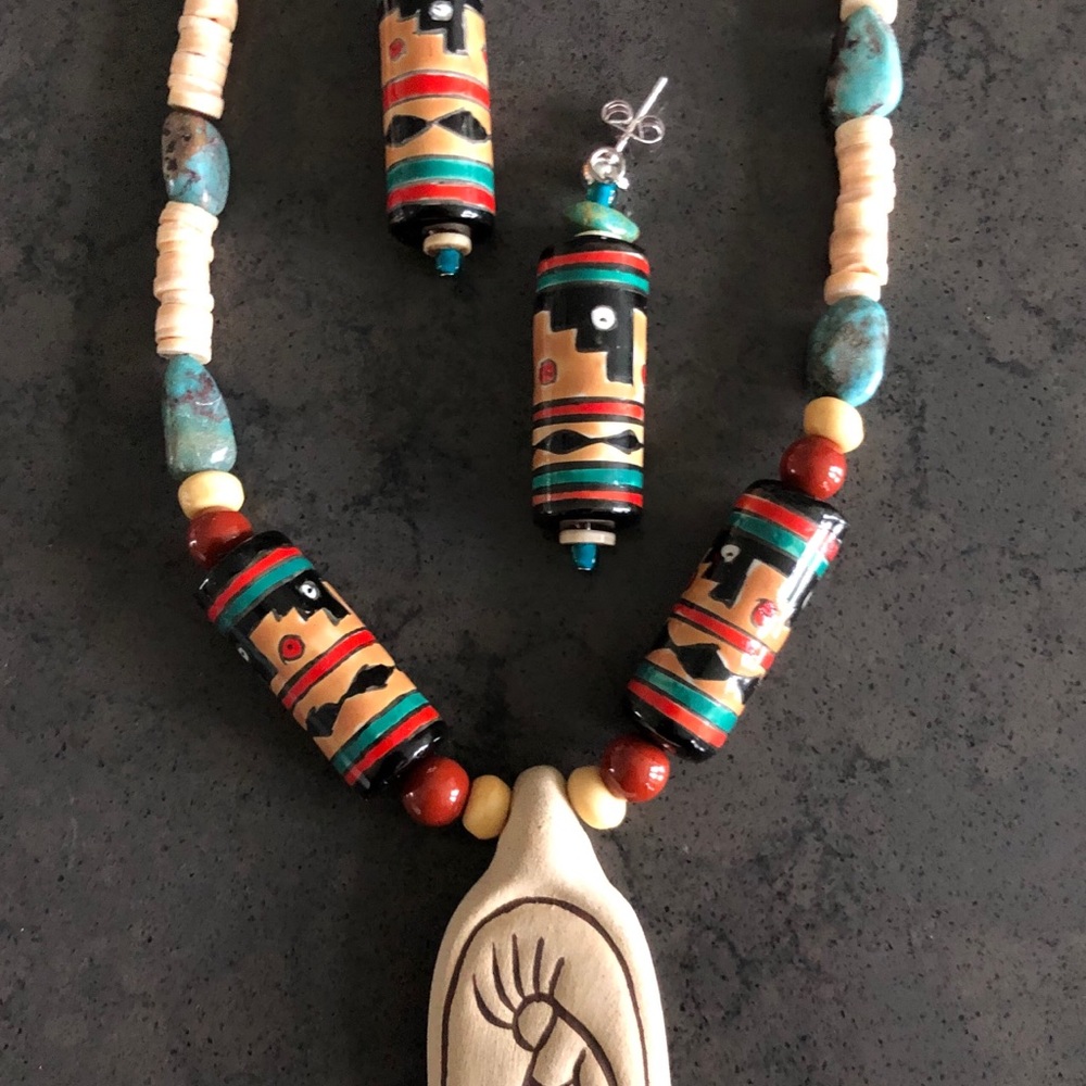 Kokopeli and turquoise necklace
